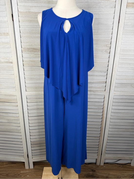 Capsule Pants - CAPSULE Women's Layered Cropped Wide Leg Sleeveless Jumpsuit Cobalt Blue-12